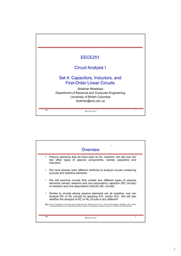 Capacitors, Inductors, and First-Order Linear Circuits Overview