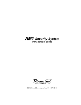 AM1 Security System Installation Guide