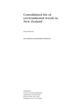 Consolidated List of Environmental Weeds in New Zealand