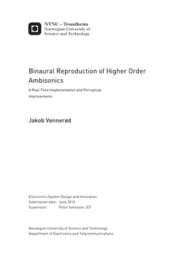 Binaural Reproduction of Higher Order Ambisonics