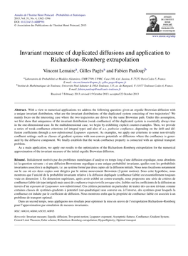 Invariant Measure of Duplicated Diffusions and Application to Richardson–Romberg Extrapolation