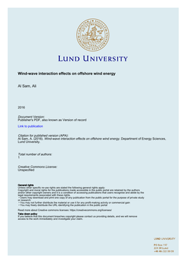 Wind-Wave Interaction Effects on Offshore Wind Energy Al Sam