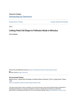 Linking Petal Cell Shape to Pollinator Mode in Mimulus