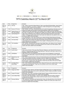 TPTV Subtitles March 22Nd to March 28Th