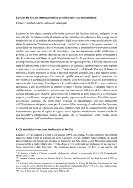 Luciano De Feo, Un Internazionalista Pacifista Nell'italia