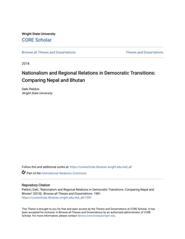 Nationalism and Regional Relations in Democratic Transitions: Comparing Nepal and Bhutan