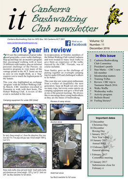 Canberra Bushwalking Club Newsletter Canberra Bushwalking