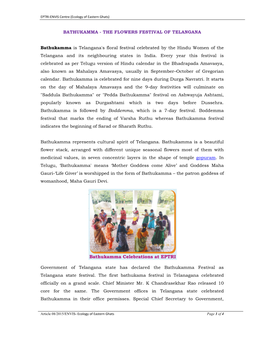 Bathukamma - the Flowers Festival of Telangana