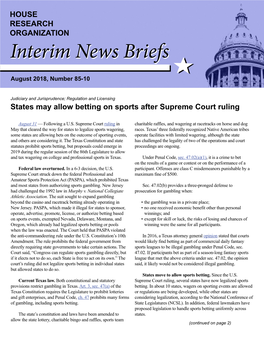 Interim News Briefs August 2018