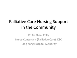 Palliative Care Nursing Support in the Community