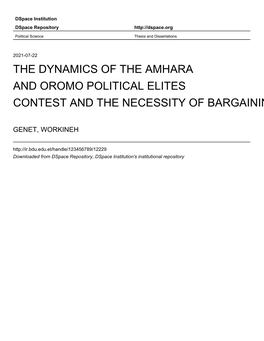 The Dynamics of the Amhara and Oromo Political Elites Contest and the Necessity of Bargaining