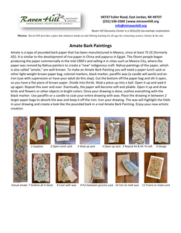 Amate Bark Paintings Amate Is a Type of Pounded Bark Paper That Has Been Manufactured in Mexico, Since at Least 75 CE (Formerly AD)