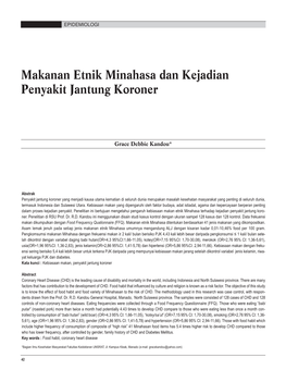 Makanan Etnik Minahasa Dan Kejadian Penyakit Jantung Koroner