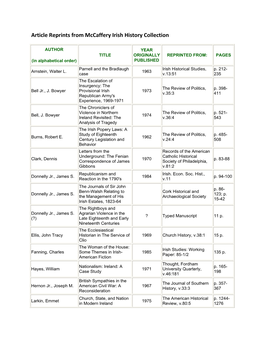 Article Reprints from Mccaffery Irish History Collection