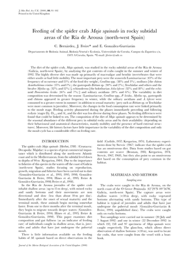 Feeding of the Spider Crab Maja Squinado in Rocky Subtidal Areas of the R|¨A De Arousa (North-West Spain)