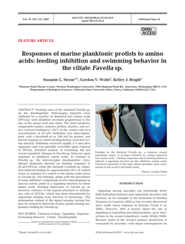 Responses of Marine Planktonic Protists to Amino Acids: Feeding Inhibition and Swimming Behavior in the Ciliate Favella Sp