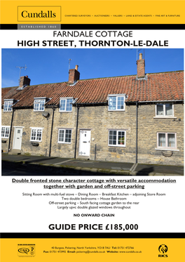 Farndale Cottage High Street, Thornton-Le-Dale Guide