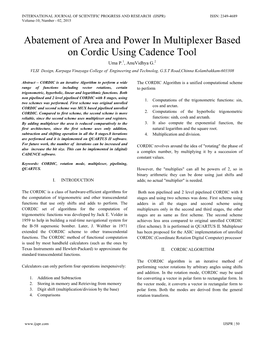 Abatement of Area and Power in Multiplexer Based on Cordic Using