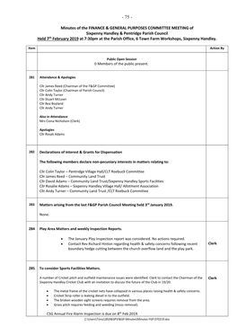 Minutes of the FULL Parish Council Meeting