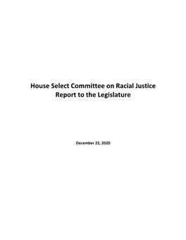 House Select Committee on Racial Justice Report to the Legislature