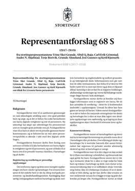 Representantforslag 68 S