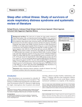 Study of Survivors of Acute Respiratory Distress Syndrome and Systematic Review of Literature