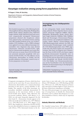 Karyotype Evaluation Among Young Horse Populations in Poland