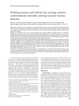 Existing Trauma and Critical Care Scoring Systems Underestimate Mortality Among Vascular Trauma Patients