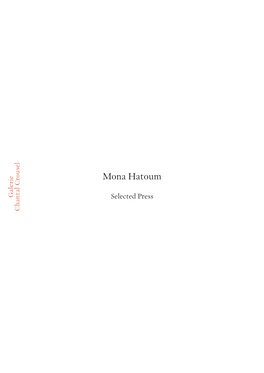 Mona Hatoum Selected Press