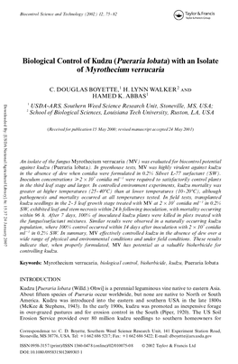 Biological Control of Kudzu (Pueraria Lobata) with an Isolate