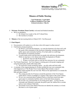 Minutes of Public Meeting