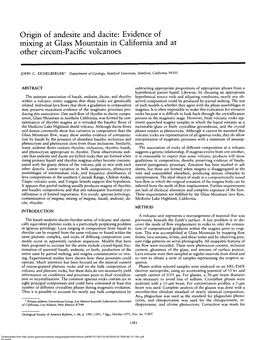 Origin of Andesite and Dacite: Evidence of Mixing at Glass Mountain in California and at Other Circum-Pacific Volcanoes