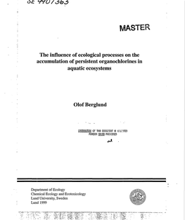 The Influence of Ecological Processes on the Accumulation of Persistent Organochlorines in Aquatic Ecosystems