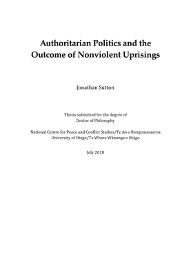 Authoritarian Politics and the Outcome of Nonviolent Uprisings