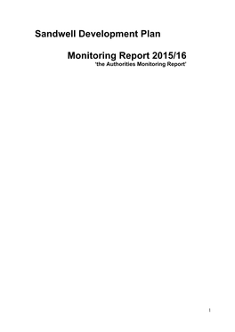 Sandwell Development Plan Monitoring Report 2015/16