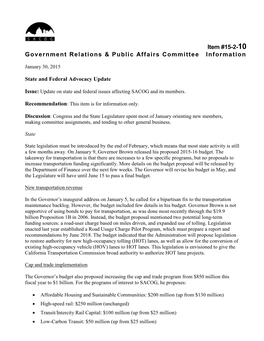 Item #15-2-10 Government Relations & Public Affairs Committee