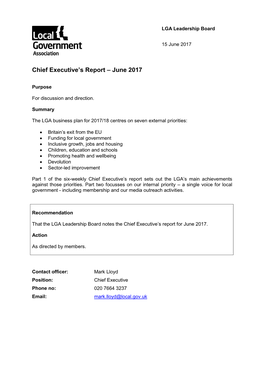 Chief Executive's Report