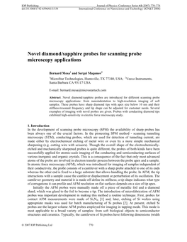 Novel Diamond/Sapphire Probes for Scanning Probe Microscopy Applications