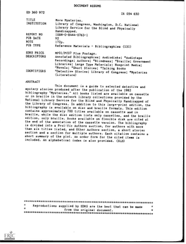 DOCUMENT RESUME ED 360 972 IR 054 650 TITLE More Mysteries
