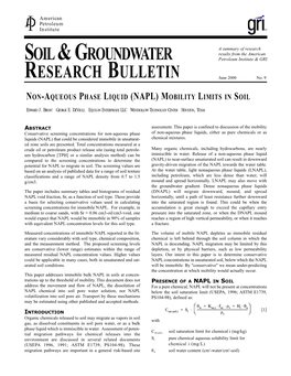 Non-Aqueous Phase Liquid (Napl) Mobility Limits in Soil