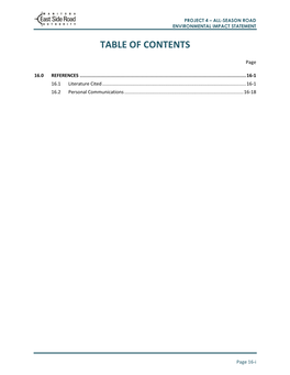 Table of Contents