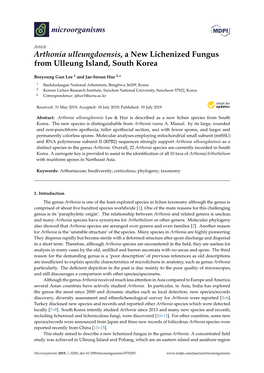 Arthonia Ulleungdoensis, a New Lichenized Fungus from Ulleung Island, South Korea