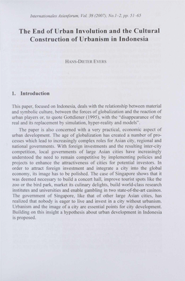 The End of Urban Involution and the Cultural Construction of Urbanism in Indonesia