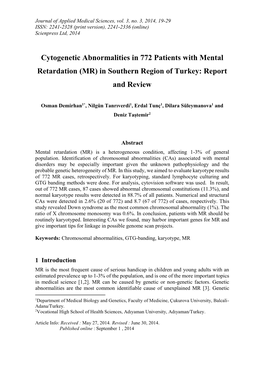 Cytogenetic Abnormalities in 772 ... -.: Scientific Press International Limited