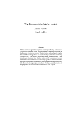 The Reissner-Nordström Metric