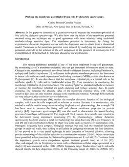 1 Probing the Membrane Potential of Living Cells by Dielectric