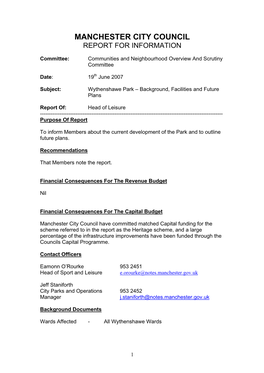 Manchester City Council June Communities and Neighbourhoods