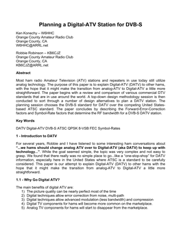 Planning a Digital-ATV Station for DVB-S