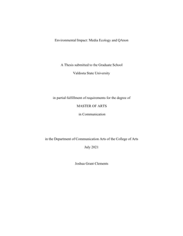 Environmental Impact: Qanon and Media Ecology,” by Joshua Grant Clements, Is Approved By