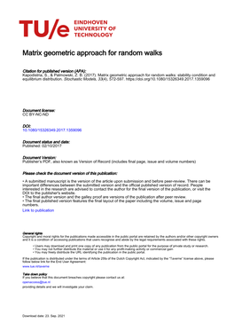 Matrix Geometric Approach for Random Walks